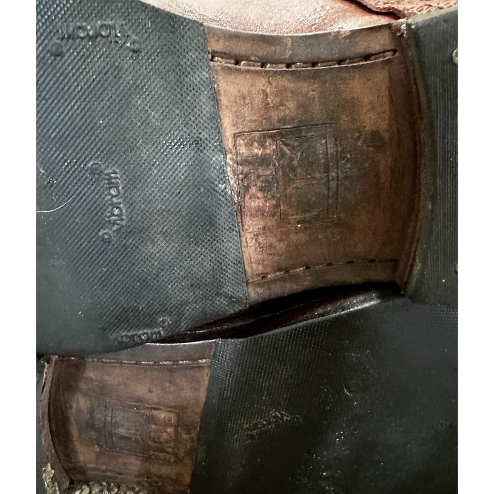 FRYE Leather Combat Boots Men 8.5 Brown Lace Up Distressed Office Vibram Outsole - Picture 16 of 16